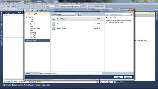 Add new crystal report 